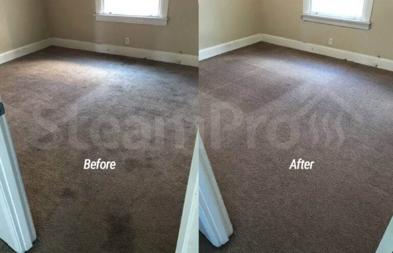 Brown carpet before and after